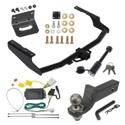 For 2014-2019 Toyota Highlander Trailer Hitch Tow PKG w/ 4-Flat Wiring + Interlock Tactical Starter Kit w/ 2" Drop & 2" Ball + Tactical Dogbone Lock + Wiring Bracket By Draw-Tite