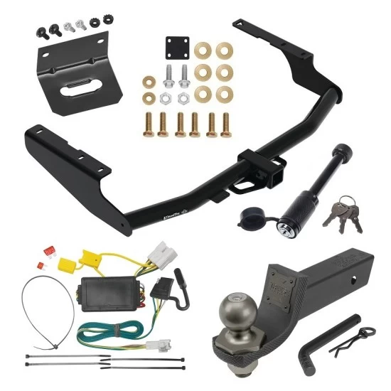 For 2014-2019 Toyota Highlander Trailer Hitch Tow PKG w/ 4-Flat Wiring + Interlock Tactical Starter Kit w/ 2" Drop & 2" Ball + Tactical Dogbone Lock + Wiring Bracket By Draw-Tite