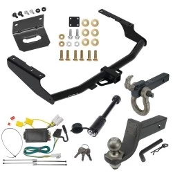 For 2014-2019 Toyota Highlander Trailer Hitch Tow PKG w/ 4-Flat Wiring + Interlock Tactical Starter Kit w/ 3-1/4" Drop & 2" Ball + Tactical Hook & Shackle Mount + Tactical Dogbone Lock + Wiring Bracket By Draw-Tite