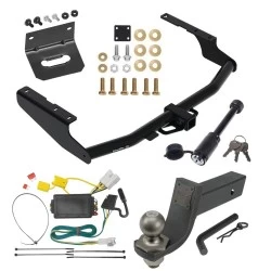 For 14-19 Toyota Highlander Trailer Hitch Tow PKG w/ 4-Flat Wiring + Interlock Tactical Starter Kit w/ 3-1/4" Drop & 2" Ball + Tactical Dogbone Lock + Wiring Bracket By Draw-Tite
