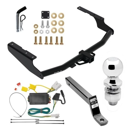 For 2014-2019 Toyota Highlander Trailer Hitch Tow PKG w/ 4-Flat Wiring + Extended 16" Long Ball Mount w/ 4" Drop + Pin/Clip + 2" Ball By Draw-Tite