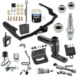 For 20-23 Toyota Highlander Trailer Hitch Tow PKG Wiring + Adj Drop Rise Ball Mount + Interchangeable 1-7/8" & 2" & 2-5/16" Balls +Bracket+Dual Hitch & Locks+Wiring Tester+Ball Lube+Electric Grease+Ball Wrench+Anti Rattle Device