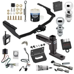 For 20-23 Toyota Highlander Trailer Hitch Tow PKG Wiring + Adjustable Drop Rise Ball Mount + 2" Ball + 1-7/8" Ball +Bracket +Cover+Dual Hitch &  Locks + Wiring Tester+Ball Lube+Electric Grease+Ball Wrench + Anti Rattle Device