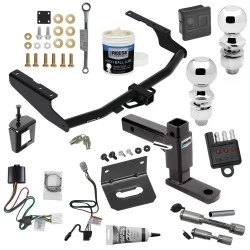 For 20-23 Toyota Highlander Trailer Hitch Tow PKG Wiring + Adjustable Drop Rise Ball Mount + 2" Ball + 2-5/16" Ball + Bracket+Cover +Dual Hitch & Locks + Wiring Tester + Ball Lube + Electric Grease + Ball Wrench + Anti Rattle Device