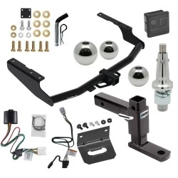 For 2020-2023 Toyota Highlander Trailer Hitch Tow PKG w/ 4-Flat Wiring + Adjustable Drop Rise Ball Mount + Pin/Clip + Inerchangeable 1-7/8" & 2" & 2-5/16" Balls + Wiring Bracket + Hitch Cover (Excludes: w/Twin-Tip Exhaust Models)