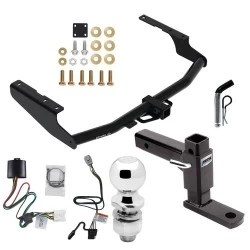 For 2020-2023 Toyota Highlander Trailer Hitch Tow PKG w/ 4-Flat Wiring + Adjustable Drop Rise Ball Mount + Pin/Clip + 2" Ball (Excludes: w/Twin-Tip Exhaust Models) By Draw-Tite