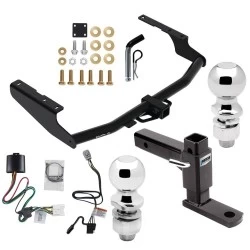 For 2020-2023 Toyota Highlander Trailer Hitch Tow PKG w/ 4-Flat Wiring + Adjustable Drop Rise Ball Mount + Pin/Clip + 2" Ball + 2-5/16" Ball (Excludes: w/Twin-Tip Exhaust Models) By Draw-Tite