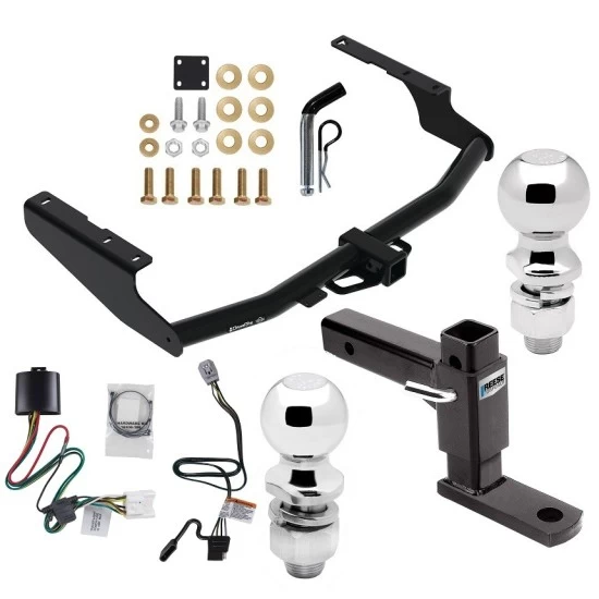 For 2020-2023 Toyota Highlander Trailer Hitch Tow PKG w/ 4-Flat Wiring + Adjustable Drop Rise Ball Mount + Pin/Clip + 2" Ball + 2-5/16" Ball (Excludes: w/Twin-Tip Exhaust Models) By Draw-Tite