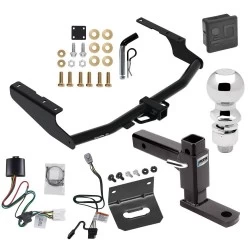 For 2020-2023 Toyota Highlander Trailer Hitch Tow PKG w/ 4-Flat Wiring + Adjustable Drop Rise Ball Mount + Pin/Clip + 2-5/16" Ball + Wiring Bracket + Hitch Cover (Excludes: w/Twin-Tip Exhaust Models) By Draw-Tite