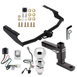 For 2020-2023 Toyota Highlander Trailer Hitch Tow PKG w/ 4-Flat Wiring + Adjustable Drop Rise Ball Mount + Pin/Clip + 2-5/16" Ball (Excludes: w/Twin-Tip Exhaust Models) By Draw-Tite