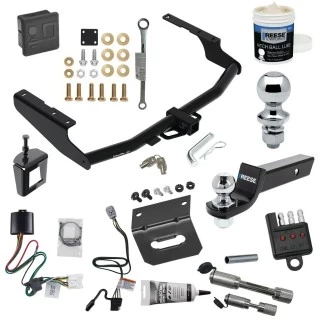 For 2020-2023 Toyota Highlander Trailer Hitch Tow PKG w/ 4-Flat Wiring + Starter Kit Ball Mount w/ 2" Drop & 2" Ball + 1-7/8" Ball + Wiring Bracket + Hitch Cover + Dual Hitch & Coupler Locks + Wiring Tester + Ball Lube + Electric Gr