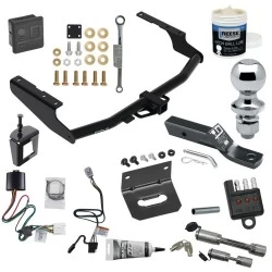 For 20-23 Toyota Highlander Trailer Hitch Tow PKG Wiring + Ball Mount w/ 2" Drop + 1-7/8" Ball+Bracket+Cover+Dual Hitch & Coupler Locks+Wiring Tester+Ball Lube+Electric Grease+Ball Wrench+Anti Rattle Device