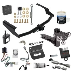 For 20-23 Toyota Highlander Trailer Hitch Tow PKG Wiring+Adj Drop Rise Triple Ball Ball Mount 1-7/8" & 2" & 2-5/16" Trailer Balls+Bracket+Dual Hitch & Locks+Wiring Tester+Ball Lube+Electric Grease+Ball Wrench+Anti Rattle Device