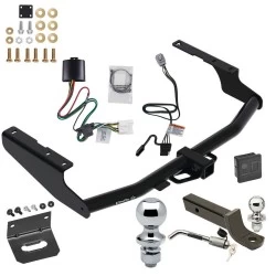 Ultimate Tow Package For 20-26 Toyota Highlander Trailer Hitch w/ Wiring 2" Drop Mount Dual 2" and 1-7/8" Ball Lock Bracket Cover 2" Receiver