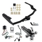 For 2020-2023 Toyota Highlander Trailer Hitch Tow PKG w/ 4-Flat Wiring + Triple Ball Ball Mount 1-7/8" & 2" & 2-5/16" Trailer Balls w/ Tow Hook + Pin/Clip (Excludes: w/Twin-Tip Exhaust Models) By Draw-Tite