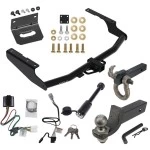 For 2020-2023 Toyota Highlander Trailer Hitch Tow PKG w/ 4-Flat Wiring + Interlock Tactical Starter Kit w/ 2" Drop & 2" Ball + Tactical Hook & Shackle Mount + Tactical Dogbone Lock + Wiring Bracket (Excludes: w/Twin-Tip Exhaust Models) B