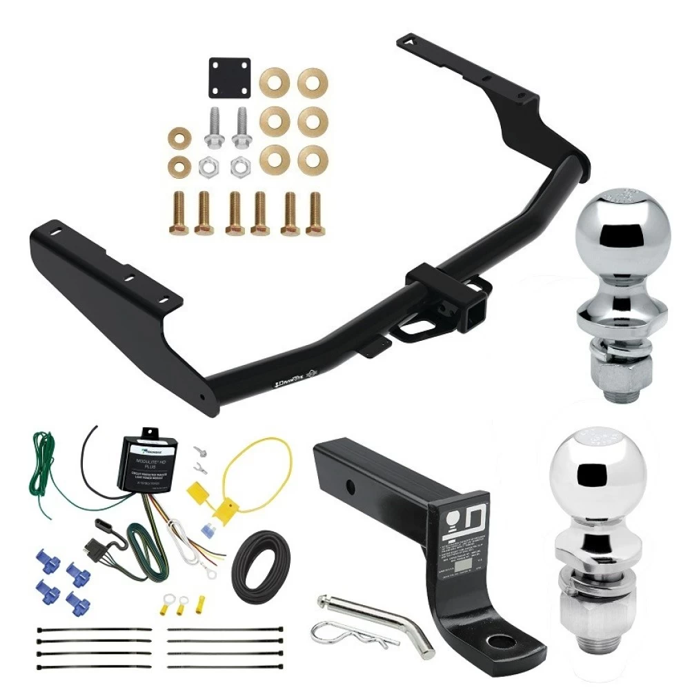 For 2018-2021 Lexus RX350L Trailer Hitch Tow PKG w/ 4-Flat Wiring + Ball Mount w/ 4" Drop + 2" Ball + 1-7/8" Ball By Draw-Tite