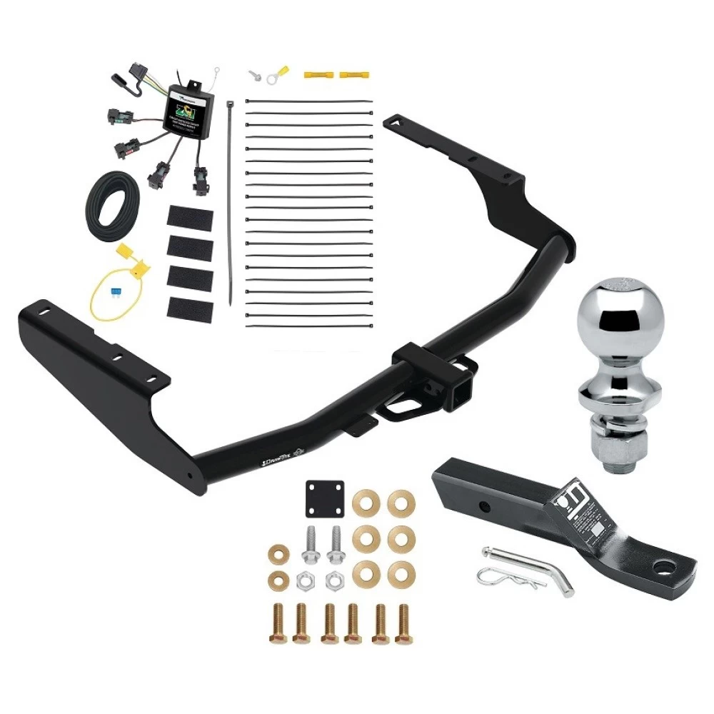 Trailer Tow Hitch For 18-22 Lexus RX350L w/o Factory Tow PKG 2" Receiver w/ Zero Contact Wiring Harness Kit and 1-7/8" Ball