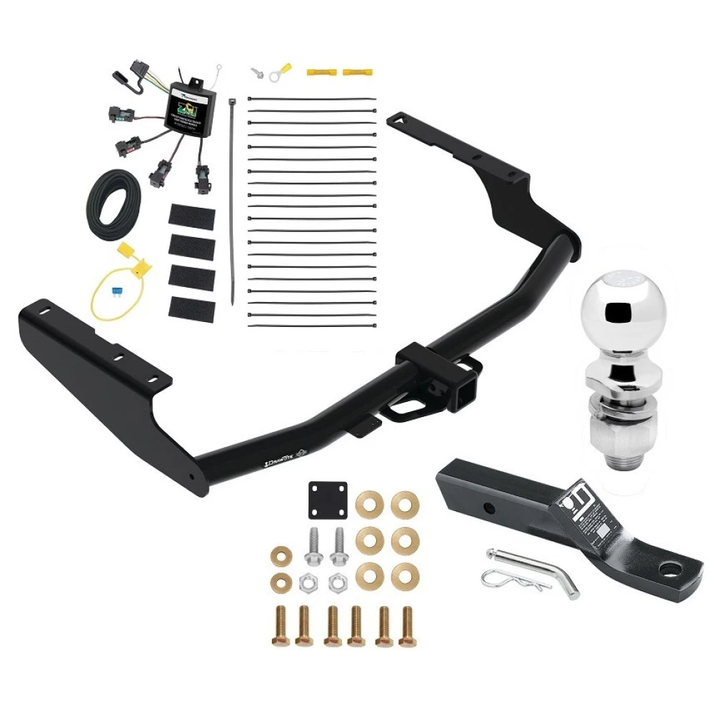 Trailer Tow Hitch For 18-22 Lexus RX350L w/o Factory Tow PKG 2" Receiver Complete Package w/ Zero Contact Wiring Harness Kit and 2" Ball