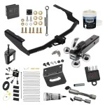 For 2018-2021 Lexus RX350L Trailer Hitch Tow PKG w/ 4-Flat Zero Contact "No Splice" Wiring + Triple Ball Ball Mount 1-7/8" & 2" & 2-5/16" Trailer Balls w/ Tow Hook + Wiring Bracket + Hitch Cover + Dual Hitch & Coupler 