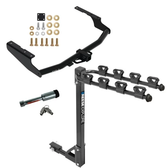 For 2020-2023 Toyota Highlander Trailer Hitch kit by: Draw-Tite For 2020-2023 Toyota Highlander Trailer Hitch Tow PKG w/ 4 Bike Carrier Rack + Hitch Lock (Excludes: w/Twin-Tip Exhaust Models) By Draw-Tite