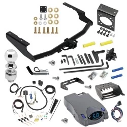 For 2014-2019 Toyota Highlander Trailer Hitch Tow PKG w/ 8K Round Bar Weight Distribution Hitch w/ 2-5/16" Ball + 2" Ball + Pin/Clip + Tekonsha Prodigy P2 Brake Control + 7-Way RV Wiring By Draw-Tite