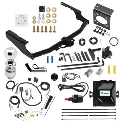 For 2014-2019 Toyota Highlander Trailer Hitch Tow PKG w/ 8K Round Bar Weight Distribution Hitch w/ 2-5/16" Ball + 2" Ball + Pin/Clip + Tekonsha Prodigy iD Bluetooth Wireless Brake Control + 7-Way RV Wiring By Draw-Tite