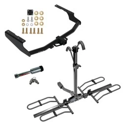 For 14-26 Toyota Highlander 18-22 Lexus RX350L Trailer Hitch Tow PKG w/ 2 Bike Plaform Style Carrier Rack + Hitch Lock By Draw-Tite