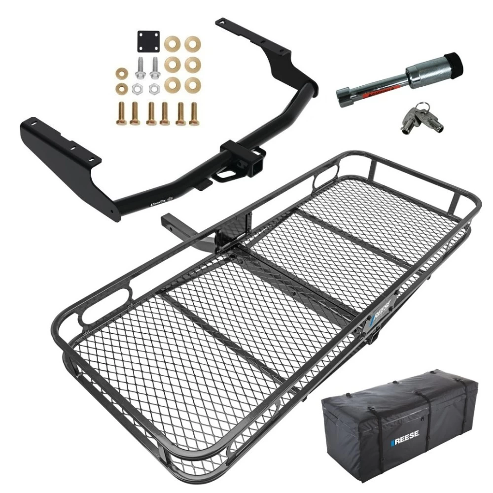 For 2020-2023 Toyota Highlander Trailer Hitch Tow PKG w/ 60" x 24" Cargo Carrier + Cargo Bag + Hitch Lock (Excludes: w/Twin-Tip Exhaust Models) By Draw-Tite