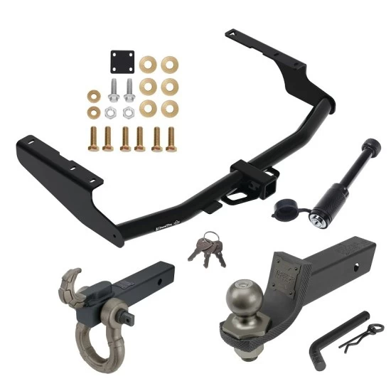 For 2018-2021 Lexus RX350L Trailer Hitch Tow PKG + Interlock Tactical Starter Kit w/ 2" Drop & 2" Ball + Tactical Hook & Shackle Mount + Tactical Dogbone Lock By Draw-Tite