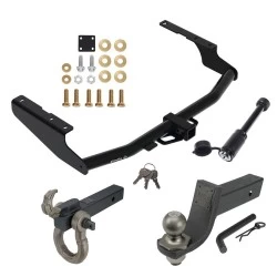 For 2018-2021 Lexus RX350L Trailer Hitch Tow PKG + Interlock Tactical Starter Kit w/ 3-1/4" Drop & 2" Ball + Tactical Hook & Shackle Mount + Tactical Dogbone Lock By Draw-Tite