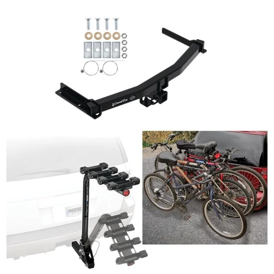 Trailer Hitch w/ 4 Bike Rack For 20-26 Cadillac XT6 Approved for Recreational & Offroad Use Carrier for Adult Woman or Child Bicycles Foldable