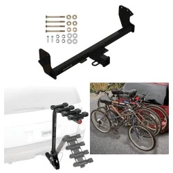 Trailer Hitch w/ 4 Bike Rack For 22-27 Mitsubishi Eclipse Cross Approved for Recreational & Offroad Use Carrier for Adult Woman or Child Bicycles Foldable