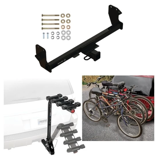 Trailer Hitch w/ 4 Bike Rack For 22-27 Mitsubishi Eclipse Cross Approved for Recreational & Offroad Use Carrier for Adult Woman or Child Bicycles Foldable