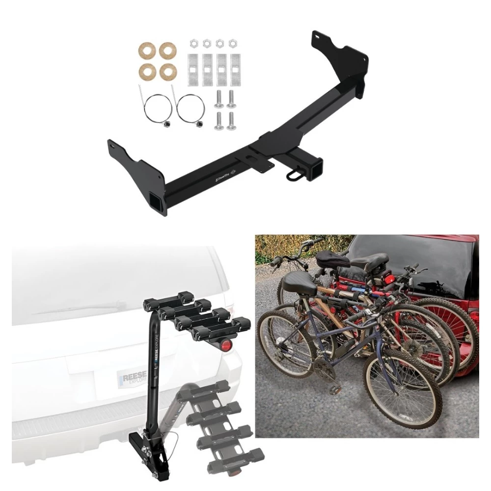 Trailer Hitch w/ 4 Bike Rack For 18-24 VW Tiguan Approved for Recreational & Offroad Use Carrier for Adult Woman or Child Bicycles Foldable