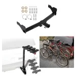 Trailer Hitch w/ 4 Bike Rack For 18-24 VW Tiguan Approved for Recreational & Offroad Use Carrier for Adult Woman or Child Bicycles Foldable