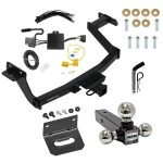 For 2022-2024 Hyundai Santa Cruz Trailer Hitch Tow PKG w/ 4-Flat Wiring Harness + Triple Ball Ball Mount 1-7/8" & 2" & 2-5/16" Trailer Balls + Pin/Clip + Wiring Bracket By Draw-Tite