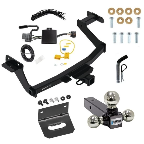 For 2022-2024 Hyundai Santa Cruz Trailer Hitch Tow PKG w/ 4-Flat Wiring Harness + Triple Ball Ball Mount 1-7/8" & 2" & 2-5/16" Trailer Balls + Pin/Clip + Wiring Bracket By Draw-Tite