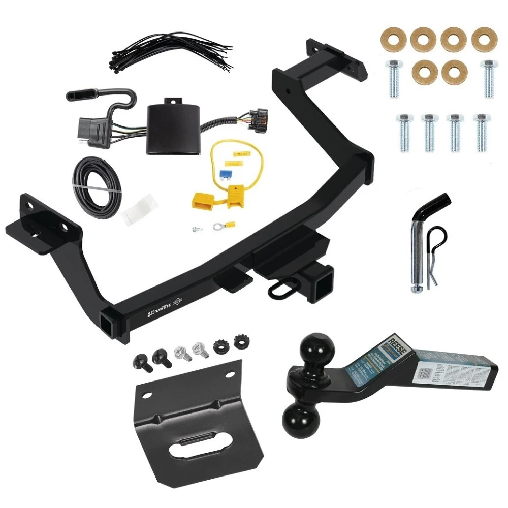 For 2022-2024 Hyundai Santa Cruz Trailer Hitch Tow PKG w/ 4-Flat Wiring Harness + Dual Ball Ball Mount 2" & 2-5/16" Trailer Balls + Pin/Clip +  Wiring Bracket By Draw-Tite