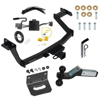 For 2022-2024 Hyundai Santa Cruz Trailer Hitch Tow PKG w/ 4-Flat Wiring Harness + Dual Ball Ball Mount 2" & 2-5/16" Trailer Balls + Pin/Clip +  Wiring Bracket By Draw-Tite
