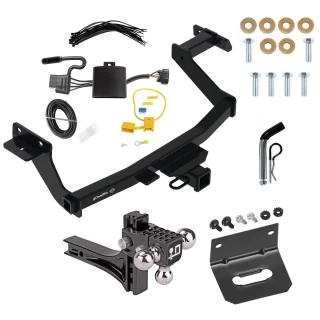 For 2022-2024 Hyundai Santa Cruz Trailer Hitch Tow PKG w/ 4-Flat Wiring Harness + Adjustable Drop Rise Triple Ball Ball Mount 1-7/8" & 2" & 2-5/16" Trailer Balls + Pin/Clip + Wiring Bracket By Draw-Tite