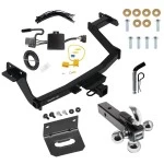 For 2022-2024 Hyundai Santa Cruz Trailer Hitch Tow PKG w/ 4-Flat Wiring Harness + Triple Ball Ball Mount 1-7/8" & 2" & 2-5/16" Trailer Balls w/ Tow Hook + Pin/Clip + Wiring Bracket By Draw-Tite