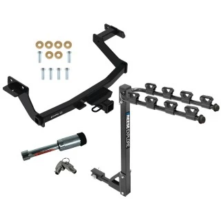 For 2022-2024 Hyundai Santa Cruz Trailer Hitch Tow PKG w/ 4 Bike Carrier Rack + Hitch Lock By Draw-Tite