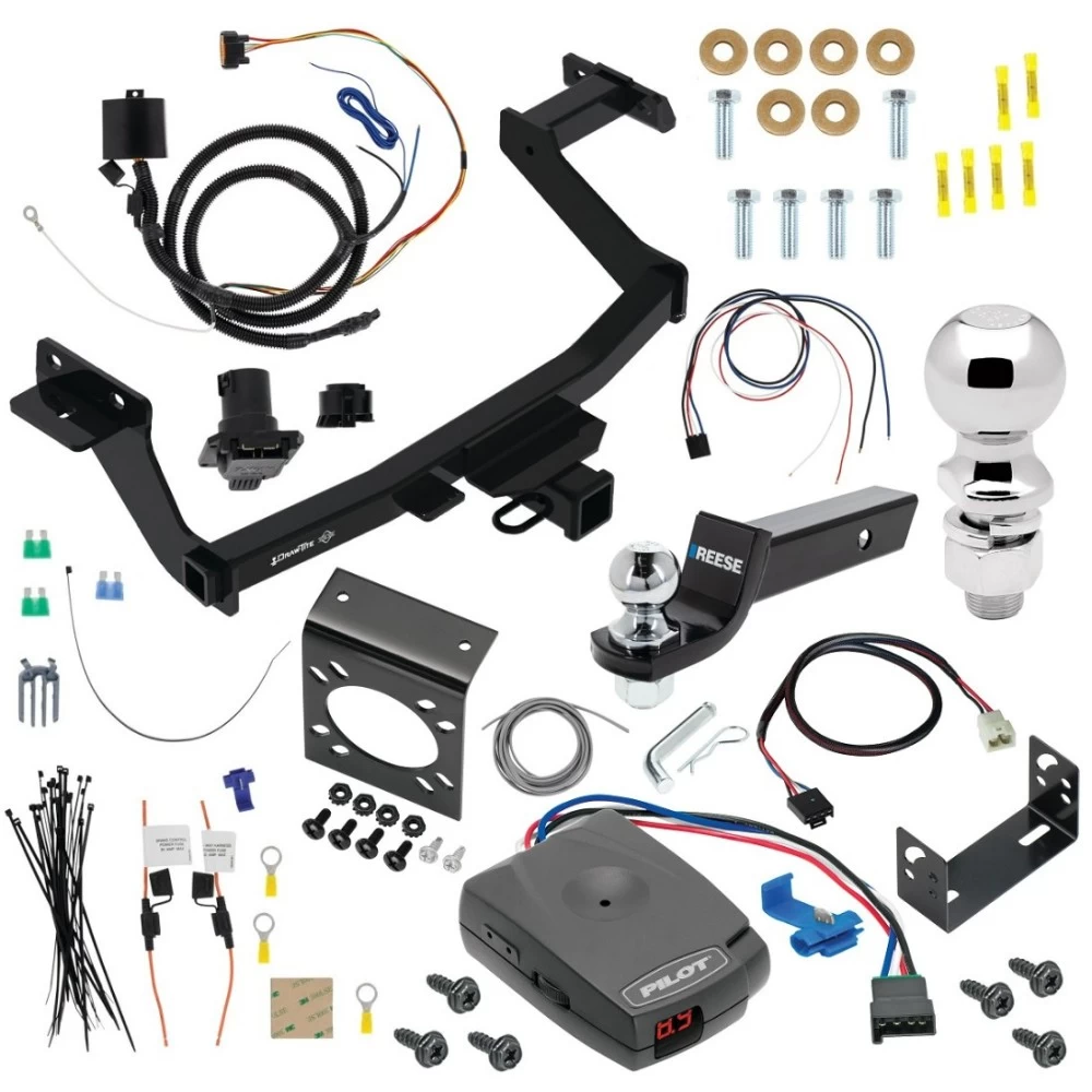 For 2022-2024 Hyundai Santa Cruz Trailer Hitch Tow PKG w/ Pro Series Pilot Brake Control + Plug & Play BC Adapter + 7-Way RV Wiring + 2" & 2-5/16" Ball & Drop Mount By Draw-Tite