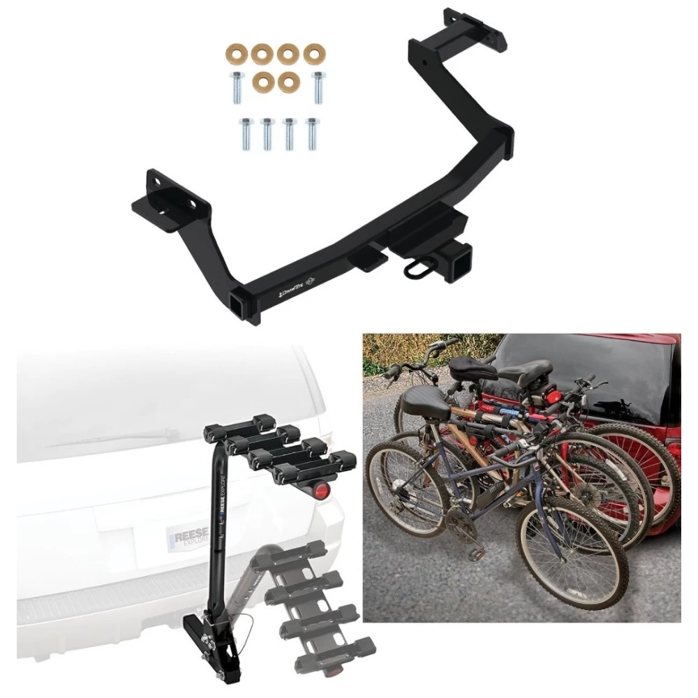 Trailer Hitch w/ 4 Bike Rack For 22-27 Hyundai Santa Cruz Approved for Recreational & Offroad Use Carrier for Adult Woman or Child Bicycles Foldable