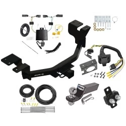 Complete Trailer Hitch Tow Package w/ 7-Way For 22-24 Ford Maverick All Styles 2" Receiver RV Wiring 2" Drop 2" Ball Class 3