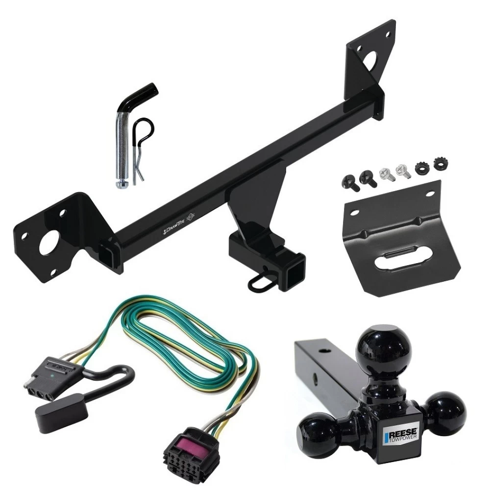 For 2020-2023 Buick Encore GX Trailer Hitch Tow PKG w/ 4-Flat Wiring Harness + Triple Ball Ball Mount 1-7/8" & 2" & 2-5/16" Trailer Balls + Pin/Clip + Wiring Bracket (For Essence w/Active Towplug Models) By Draw-Tite