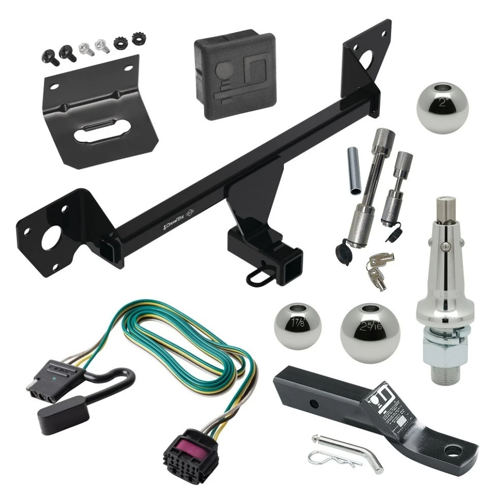 For 2021-2023 Chevrolet Trailblazer Trailer Hitch Tow PKG w/ 4-Flat Wiring + Ball Mount w/ 2" Drop + Interchangeable Ball 1-7/8" & 2" & 2-5/16" + Wiring Bracket + Dual Hitch & Coupler Locks + Hitch Cover (For w/Active Towpl