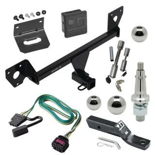 For 2021-2023 Chevrolet Trailblazer Trailer Hitch Tow PKG w/ 4-Flat Wiring + Ball Mount w/ 2" Drop + Interchangeable Ball 1-7/8" & 2" & 2-5/16" + Wiring Bracket + Dual Hitch & Coupler Locks + Hitch Cover (For w/Active Towpl