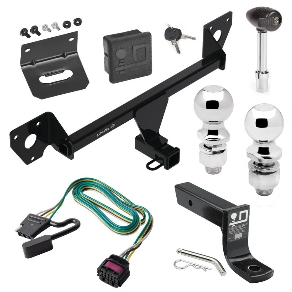 For 2020-2023 Buick Encore GX Trailer Hitch Tow PKG w/ 4-Flat Wiring + Ball Mount w/ 4" Drop + 2" Ball + 2-5/16" Ball + Wiring Bracket + Hitch Lock + Hitch Cover (For Essence w/Active Towplug Models) By Draw-Tite